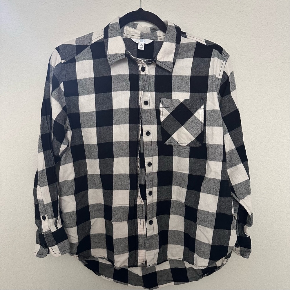 Classic Black and White Flannel Shirt